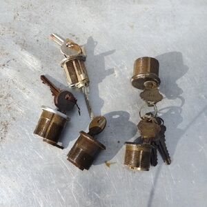 Vintage Brass USA Made Lock Cylinder Sets((4) with Keys